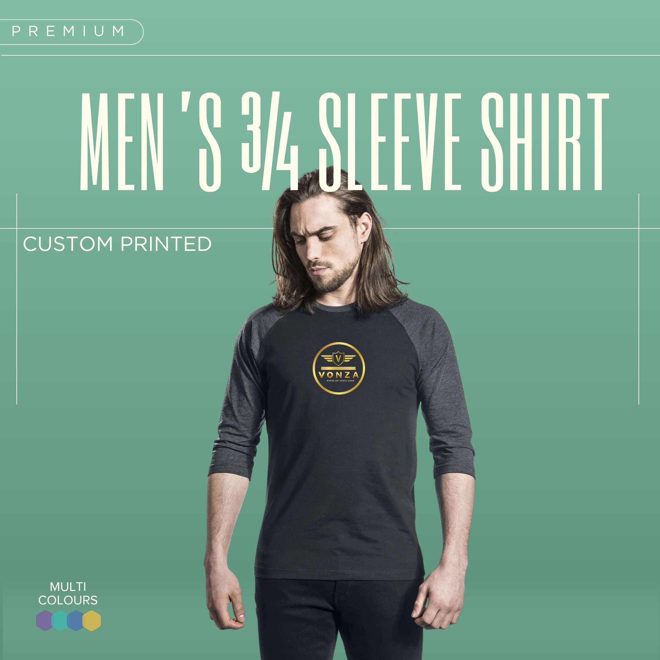 Men's 3/4 Sleeve Shirts